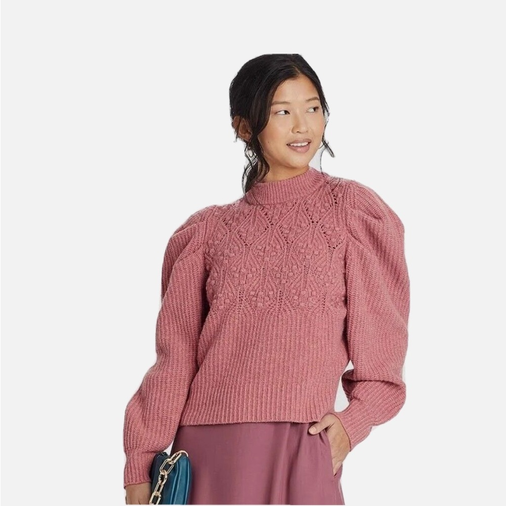 A New Day pink puff sleeve sweater size M